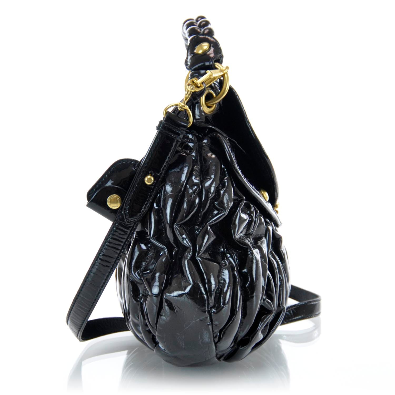 Miu Miu Patent Leather Matelasse Coffer Black 7 of 13