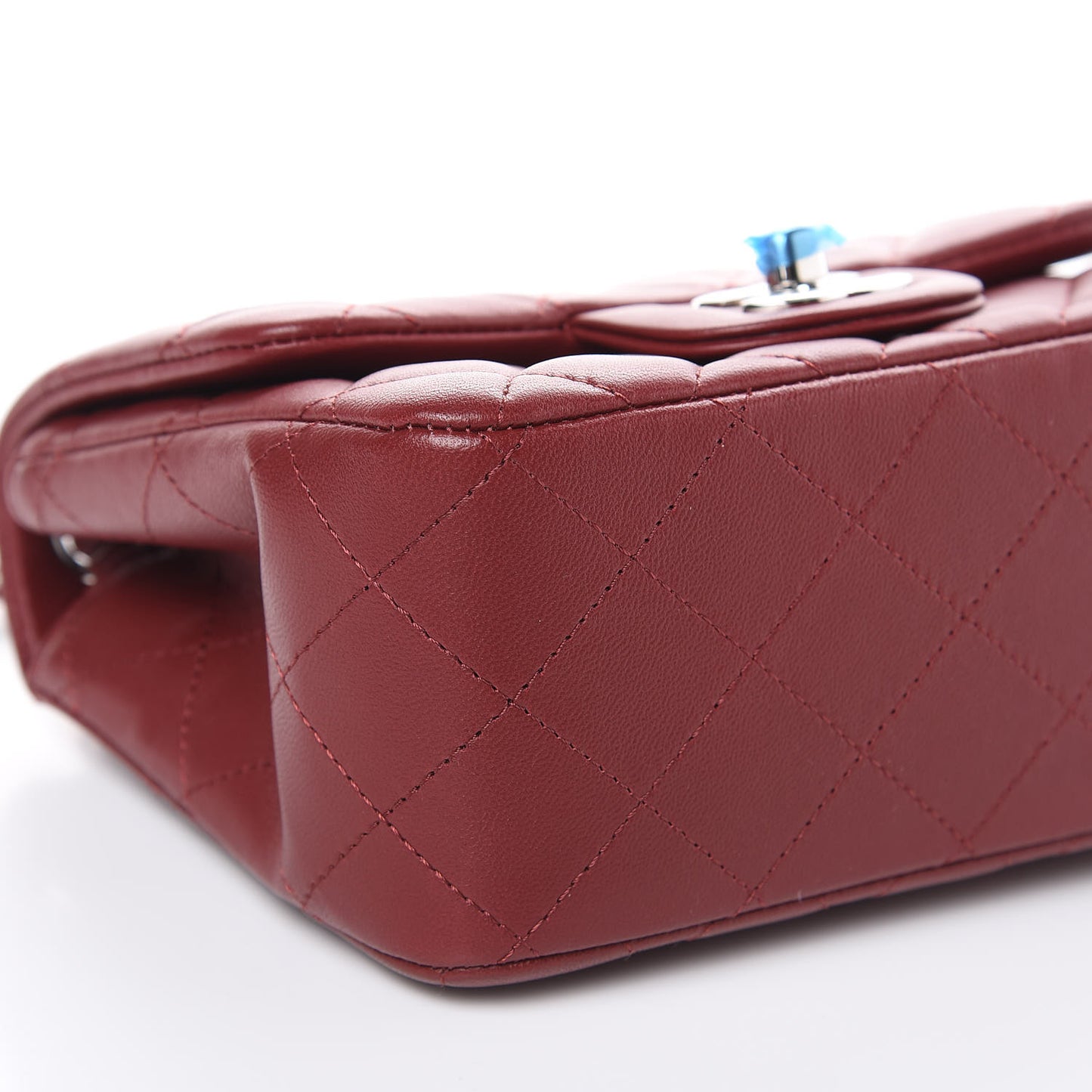 Lambskin Quilted Mini Square Flap Burgundy