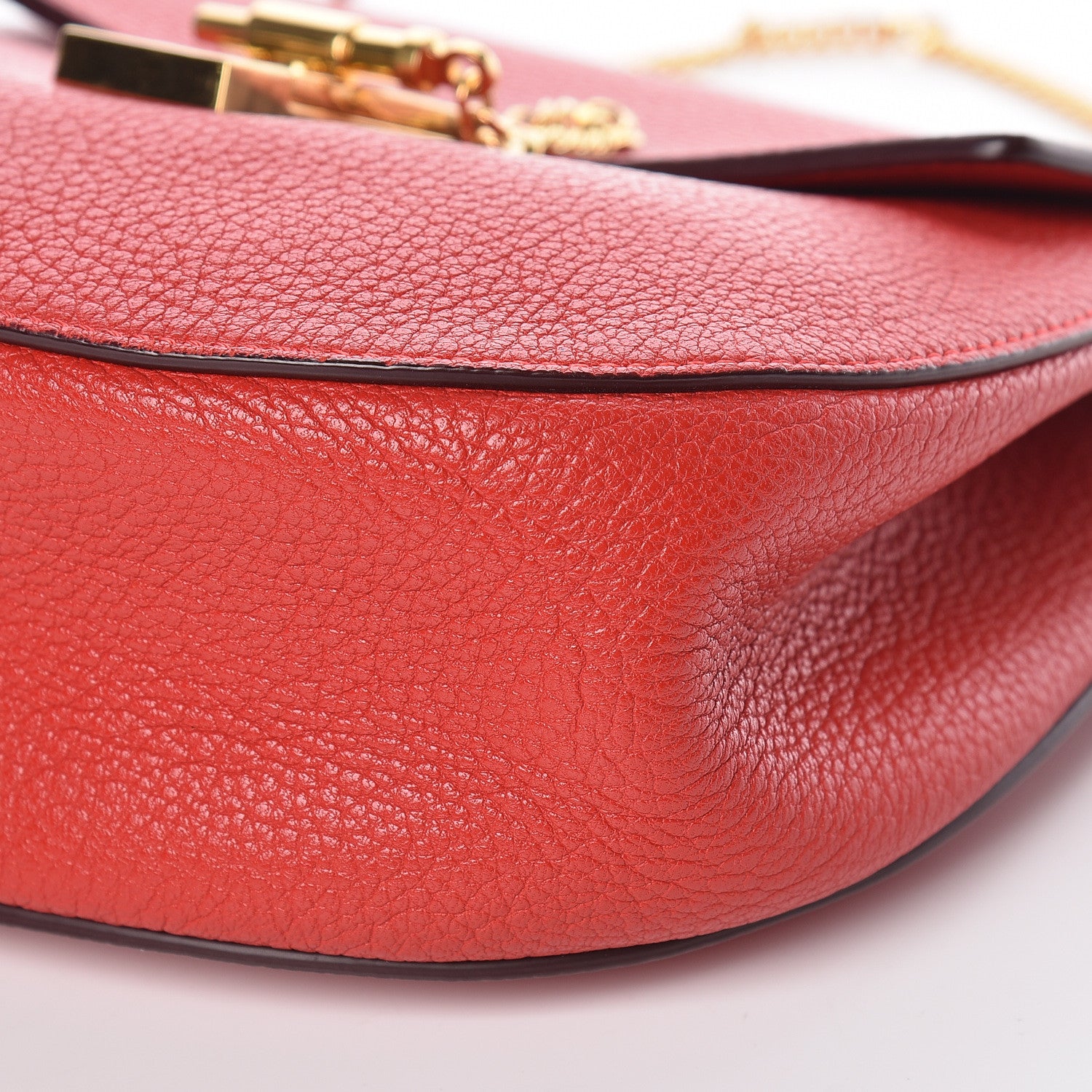 Chloe Grained Lambskin Drew Shoulder Bag Plaid Red 9 of 10