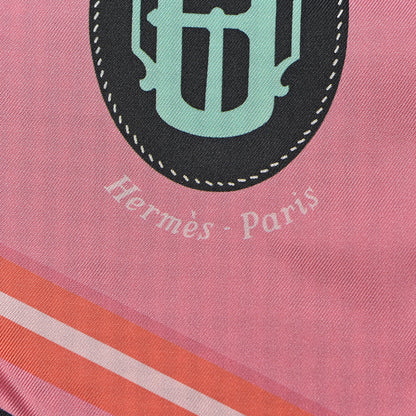 Hermes Silk Bouclerie Moderne Vichy Maxi Twilly Rose Buvard Vert Corail 4 of 4