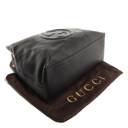 Gucci Pebbled Calfskin Large Soho Chain Shoulder Bag Black 4 of 9