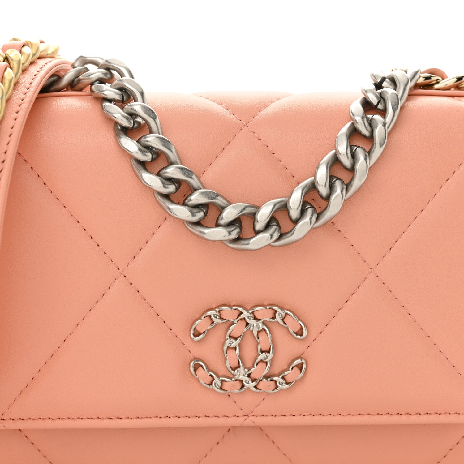 Chanel Lambskin Quilted Chanel 19 Wallet On Chain WOC Light Orange 9 of 12