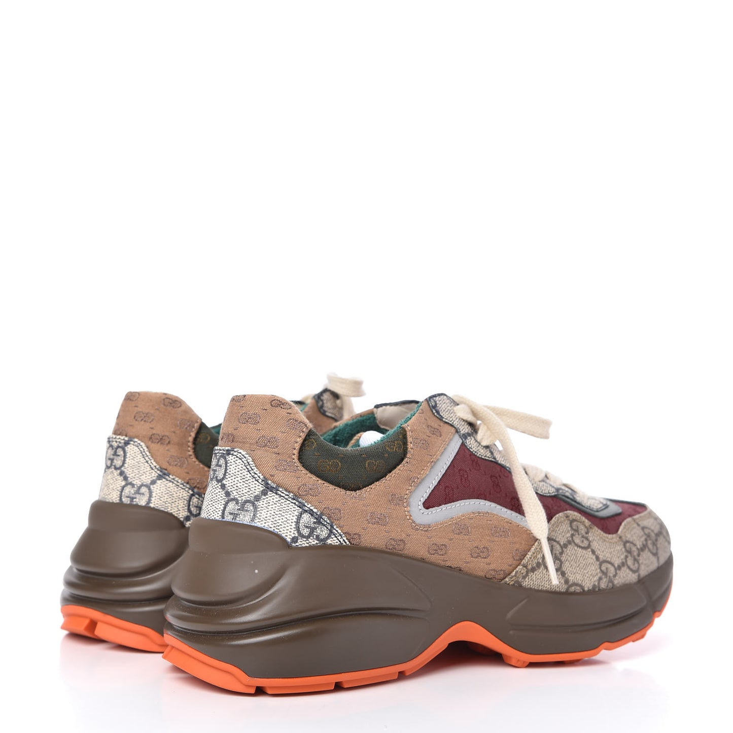 GG Supreme Monogram Mix Monogram Womens Rhyton Sneakers 36.5 Bordeaux Beige Ebony