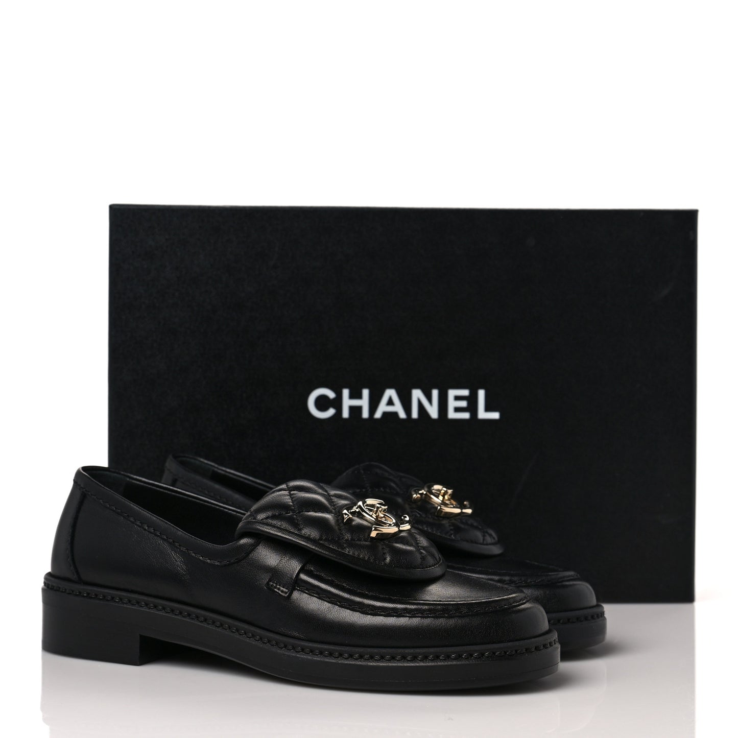 Lambskin Quilted CC Turnlock Loafers 35 Black