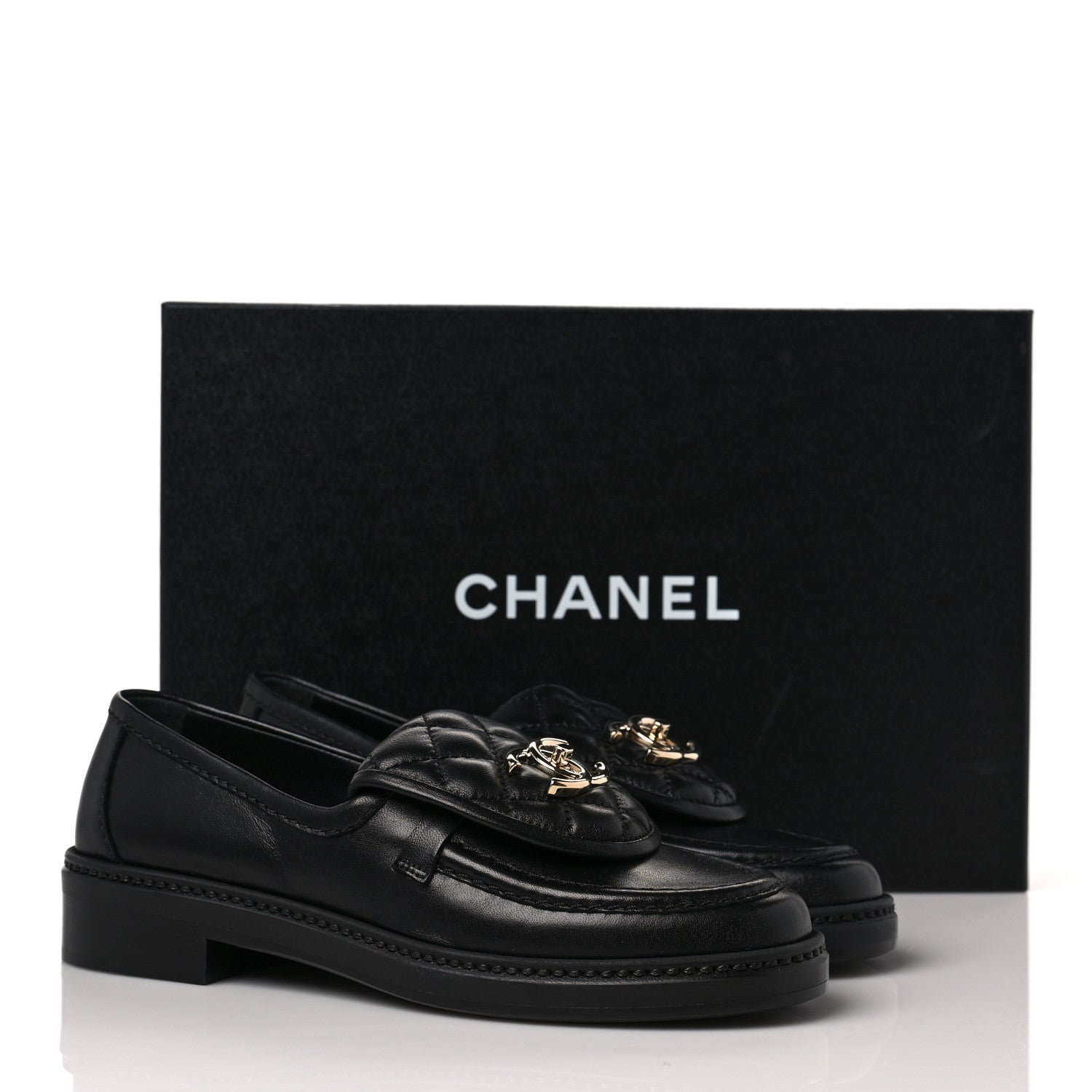 Chanel Lambskin Quilted CC Turnlock Loafers 35 Black 9 of 9
