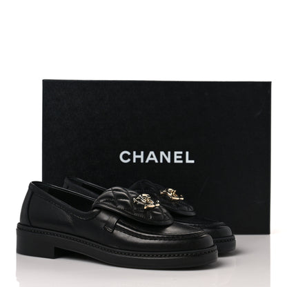 Chanel Lambskin Quilted CC Turnlock Loafers 35 Black 9 of 9