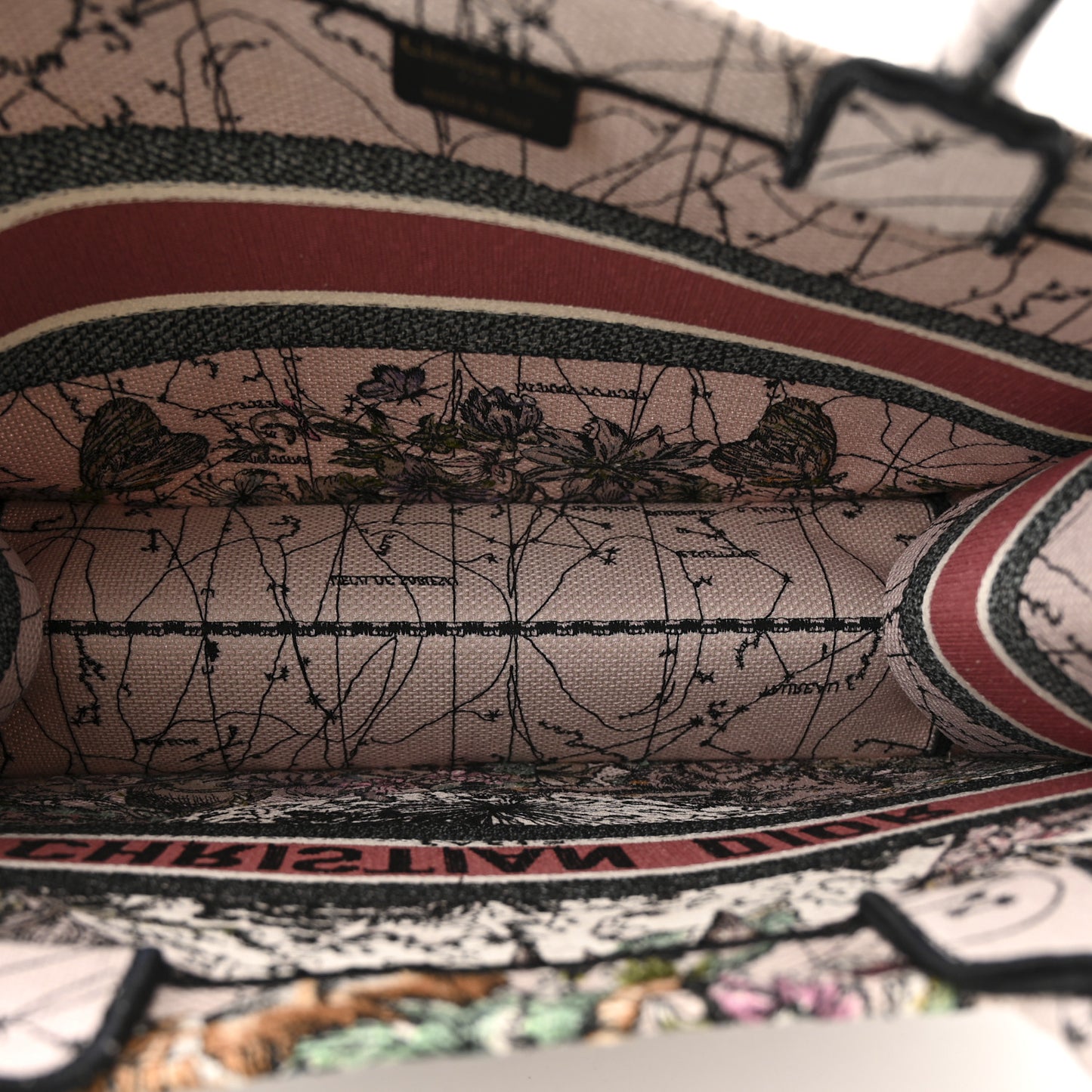 Canvas Embroidered Medium Zodiac Book Tote Latte Multicolor