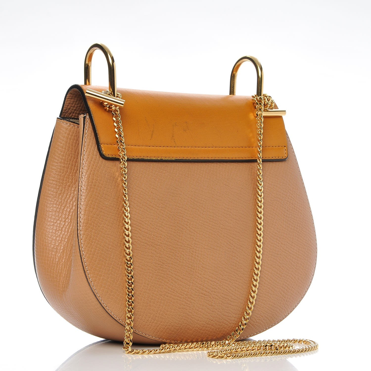 Chloe Grained Calfskin Lambskin Drew Shoulder Bag Wet Sand Sunflower 3 of 11