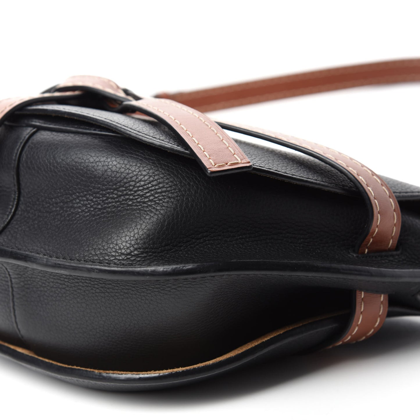 Grained Calfskin Small Gate Crossbody Bag Pecan Black