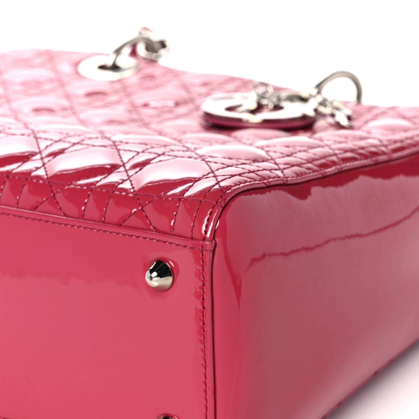 Patent Cannage Large Lady Dior Fuchsia