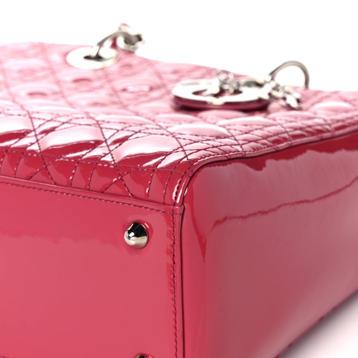 Christian Dior Patent Cannage Large Lady Dior Fuchsia 10 of 16