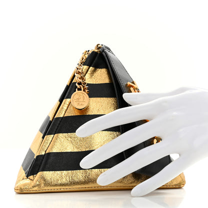 Chanel Metallic Lambskin CC Kheops Pyramid Bag Gold Black 2 of 7