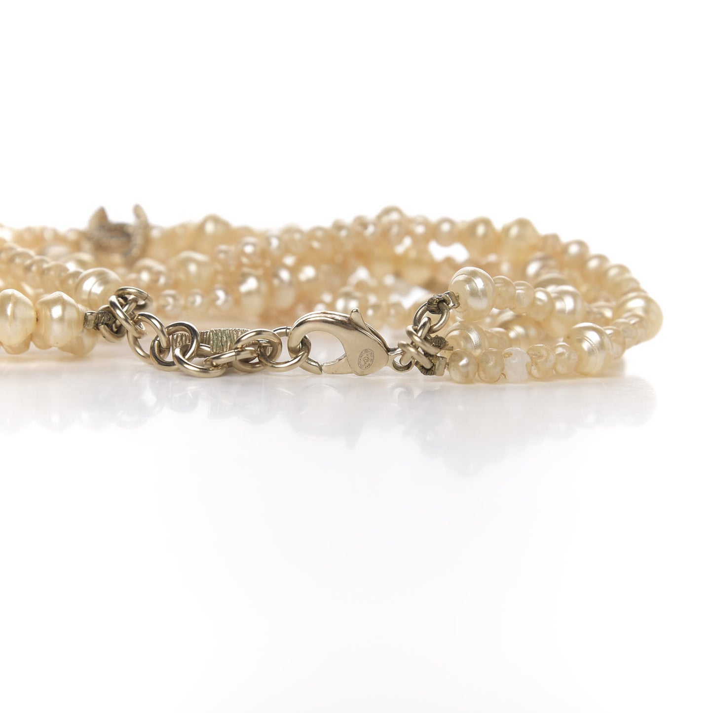 Irregular Pearl CC Multi Strand Necklace Gold