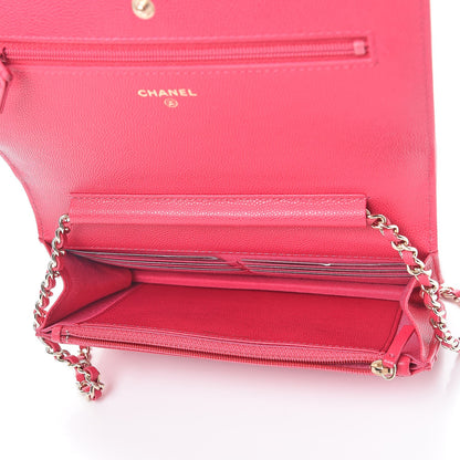 Chanel Caviar Camellia Embossed Wallet On Chain WOC Fuschia 5 of 8