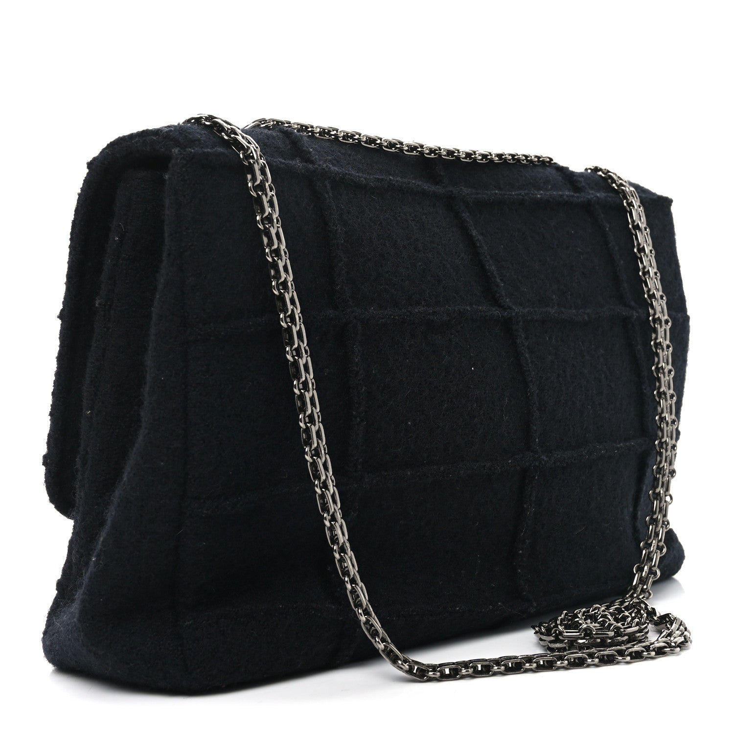 Chanel Wool Jumbo Chocolate Bar Mademoiselle Flap Black 3 of 10