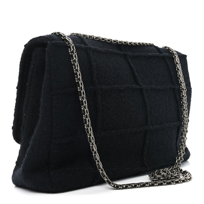 Chanel Wool Jumbo Chocolate Bar Mademoiselle Flap Black 3 of 10
