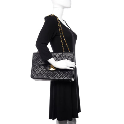 Chanel Lambskin Quilted XL Jumbo Single Flap Black 2 of 11