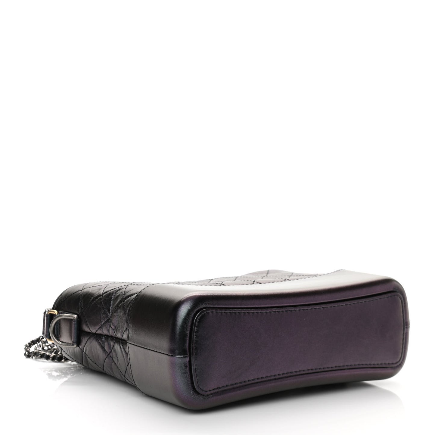 Iridescent Aged Calfskin Quilted Medium Gabrielle Hobo Black