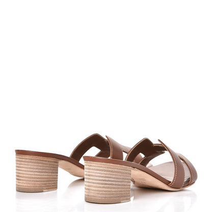 Hermes Calfskin Oasis Sandals 37 Gold 4 of 9