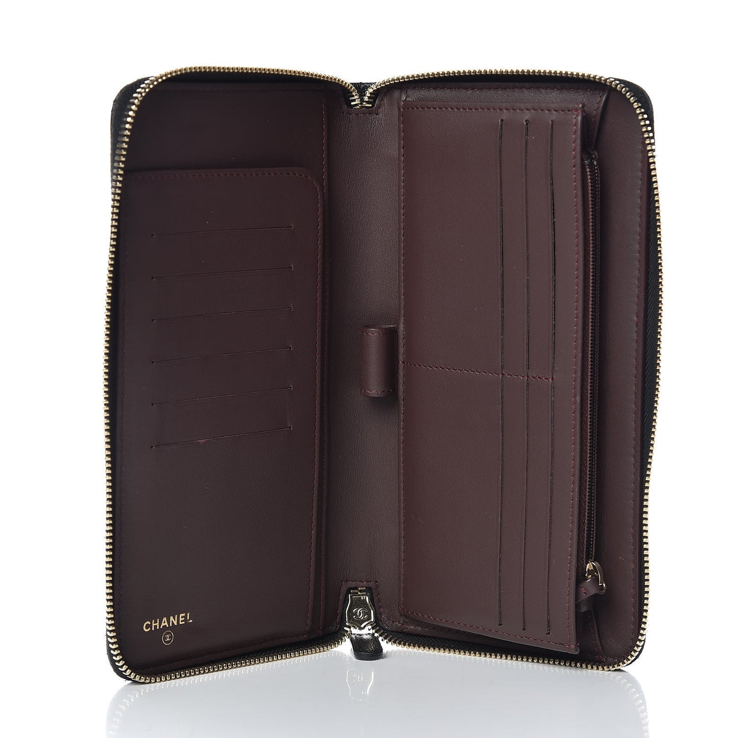 Caviar Quilted Large Zip Around Organizer Wallet Black