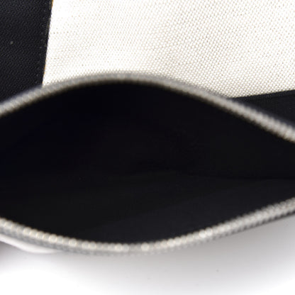 Balenciaga Cotton Canvas Calfskin M Navy Cabas Natural Black 7 of 13