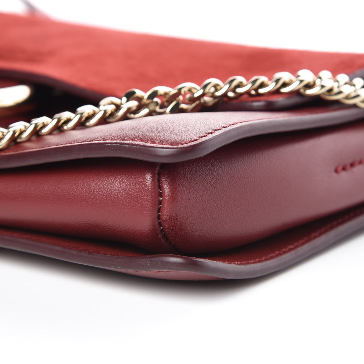 Suede Calfskin Small Faye Shoulder Bag Plum Purple