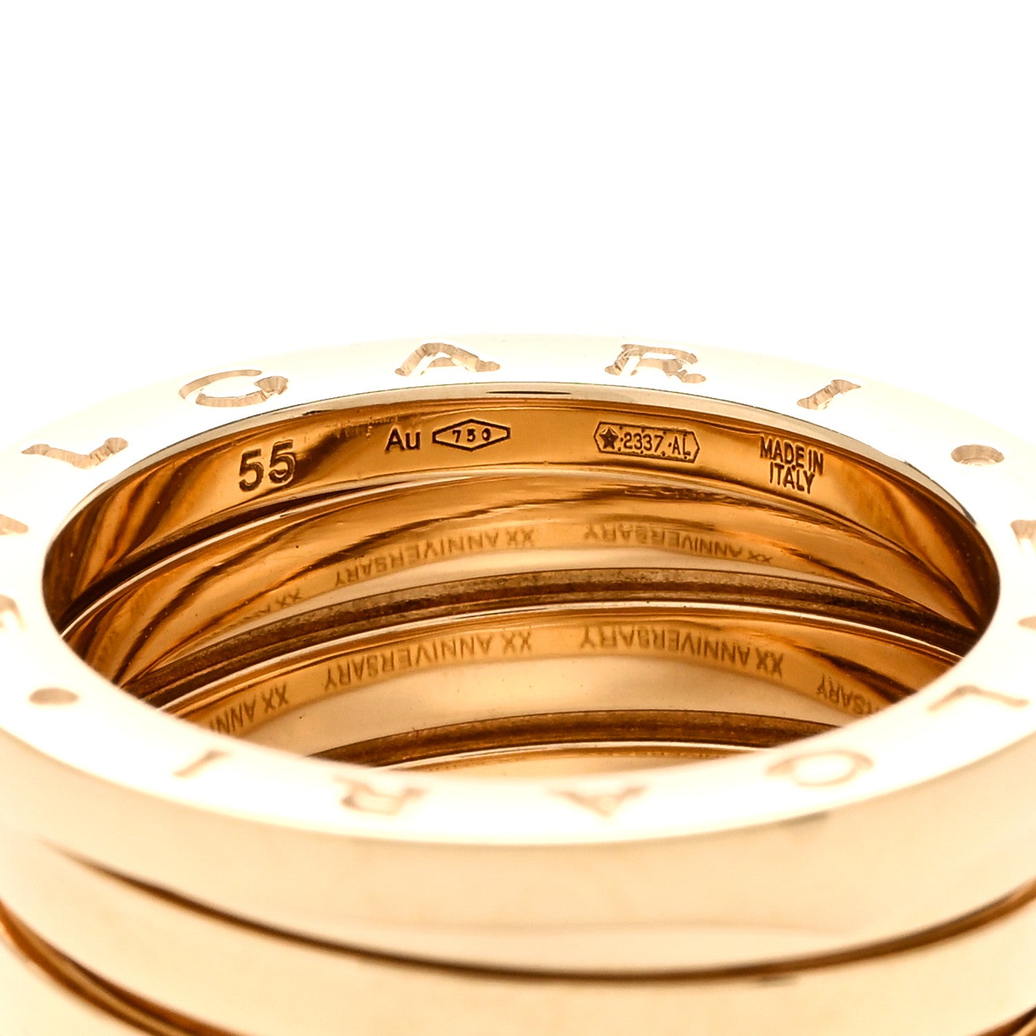 Bulgari 18K Yellow Gold B.Zero1 Five-Band Anniversary Ring 55 7.25 4 of 5