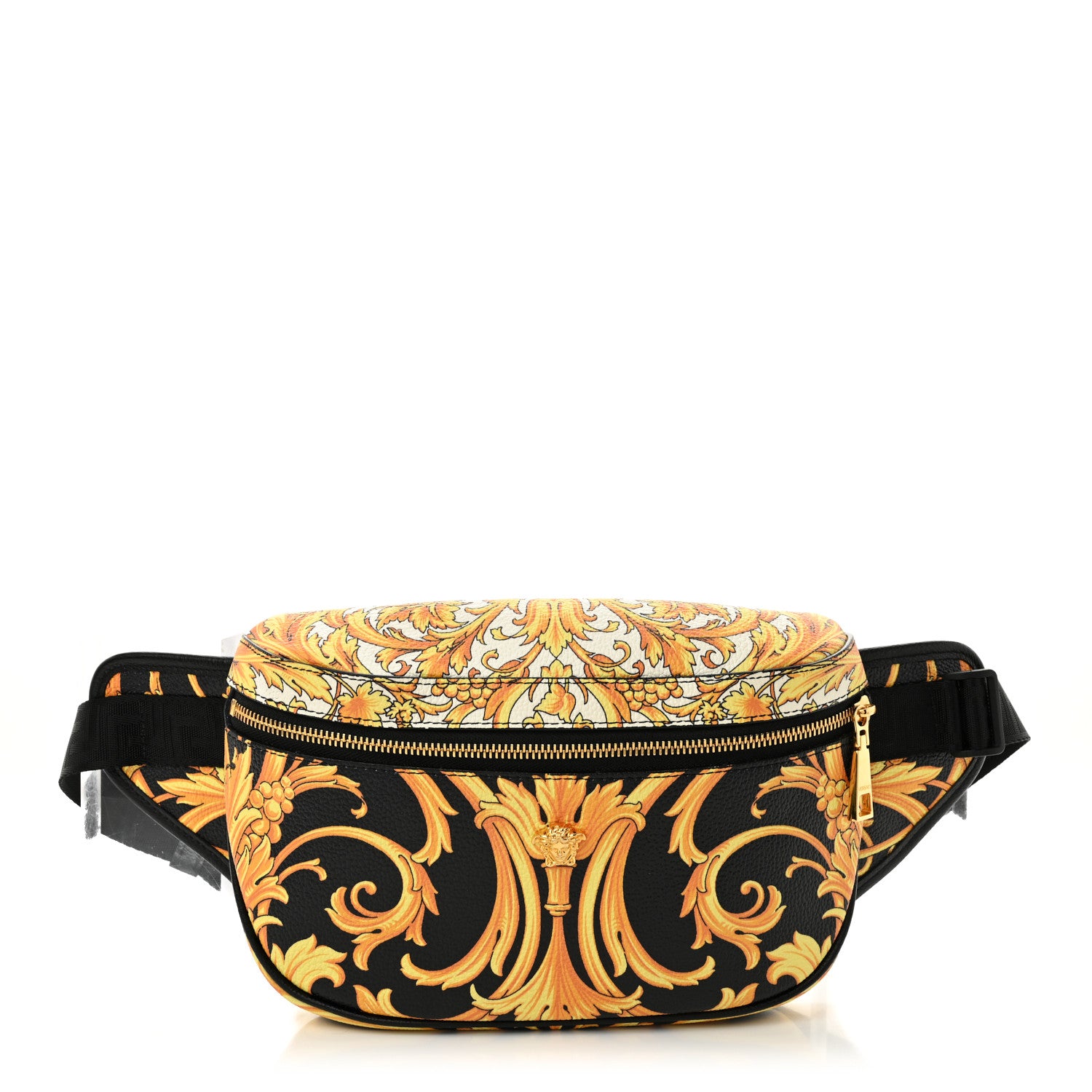 Versace Grained Calfskin Heritage Barocco Print Belt Bag Black 1 of 9