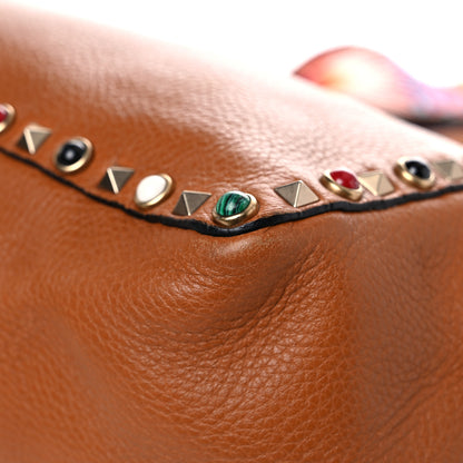Valentino Garavani Stampa Alce Calfskin Medium Guitar Strap Rockstud Rolling Reversible Tote Light Cuir Rubin 7 of 29