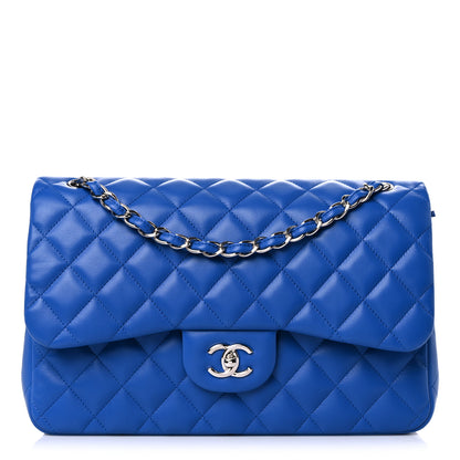 Chanel Lambskin Quilted Jumbo Double Flap Blue 1 of 10