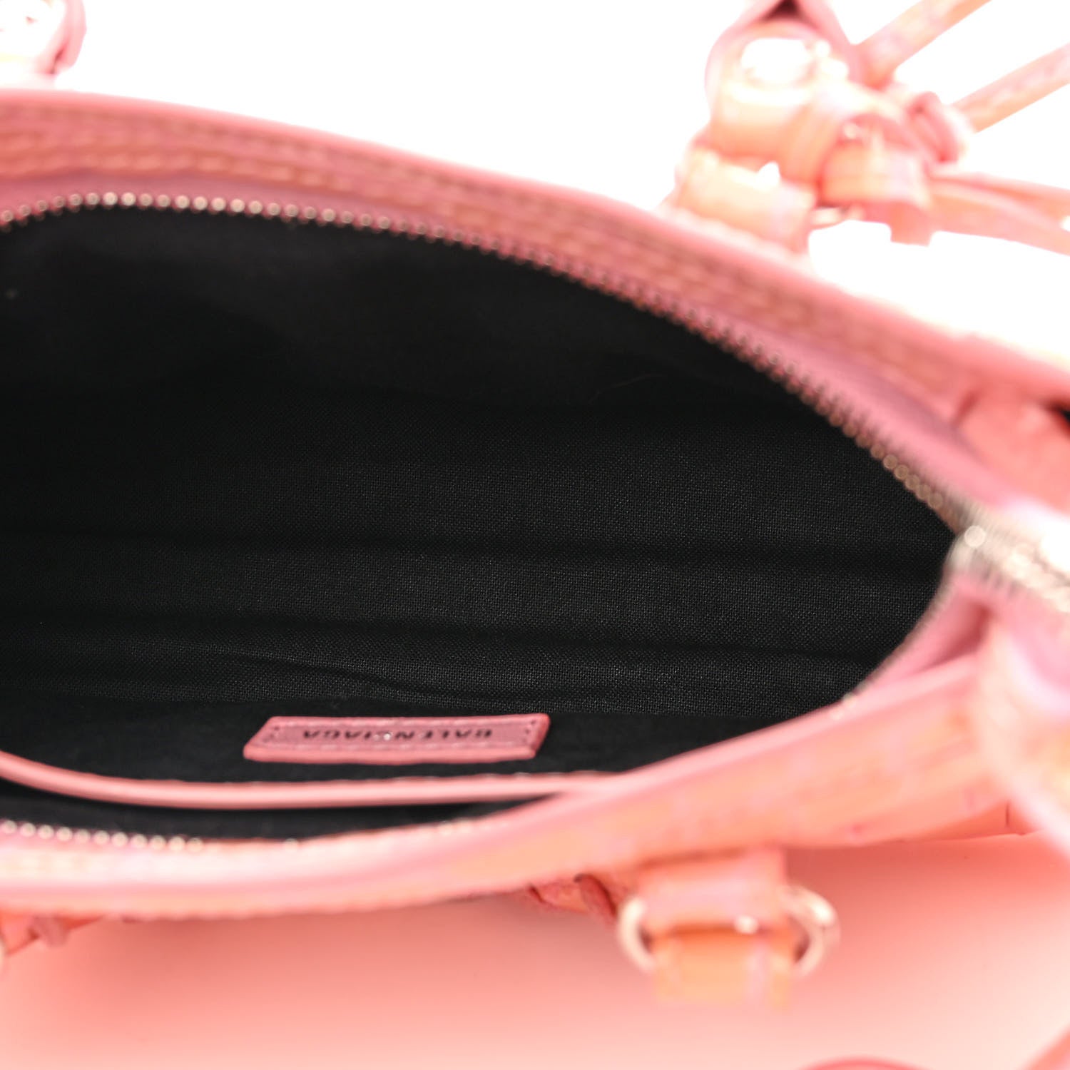 Balenciaga Patent Crocodile Embossed Classic Silver Hardware Nano City Light Pink 5 of 9