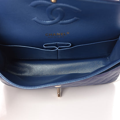 Chanel Iridescent Caviar Quilted Medium Double Flap Dark Blue 6 of 11