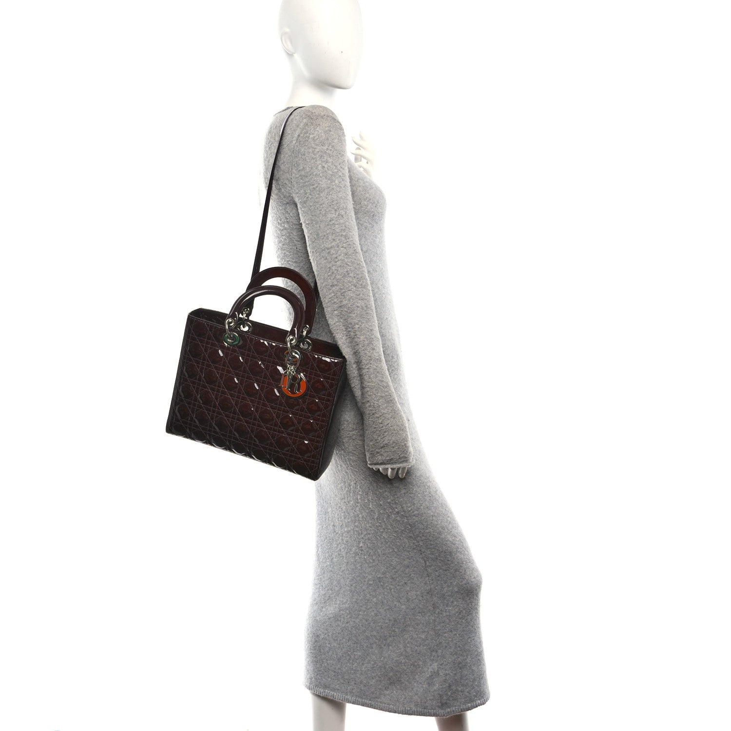 Christian Dior Patent Cannage Large Lady Dior Burgundy 2 of 10