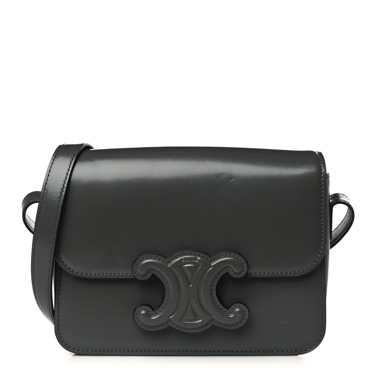 Celine Shiny Calfskin Teen Cuir Triomphe Anthracite 1 of 8