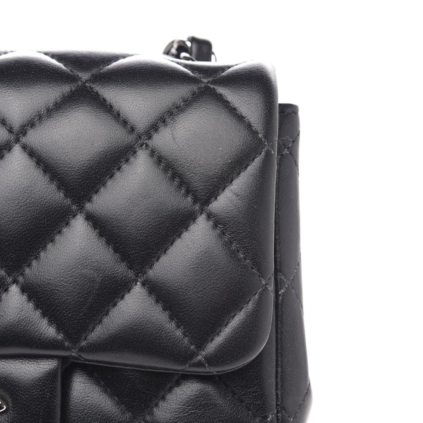 Lambskin Quilted Mini Square Flap Black