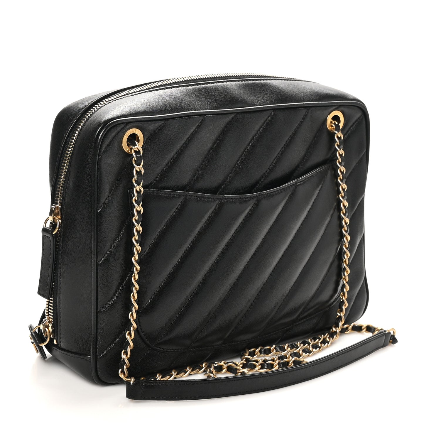 Lambskin Quilted Coco Vintage Camera Case Black
