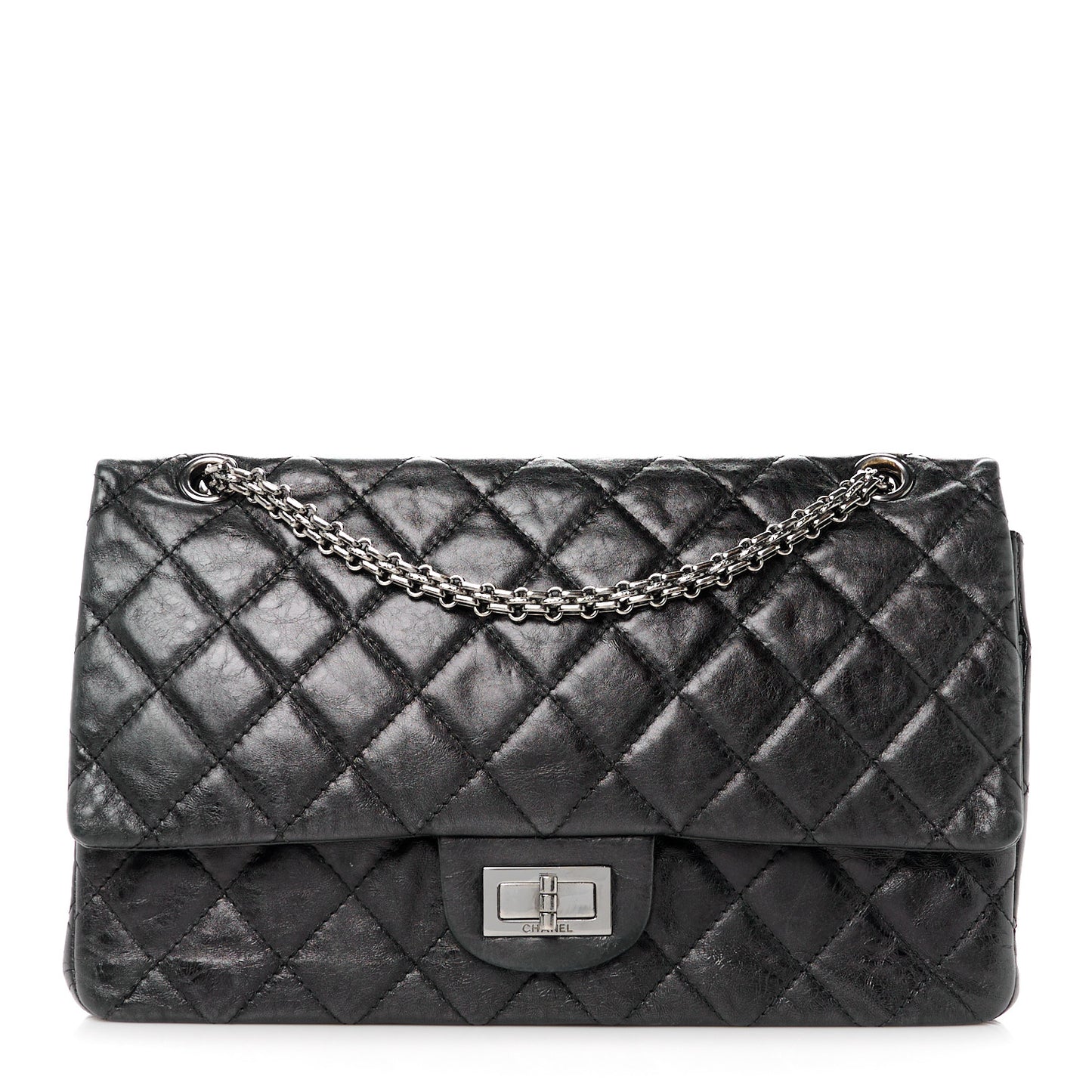 Aged Calfskin Quilted 2.55 Reissue 227 Flap Black