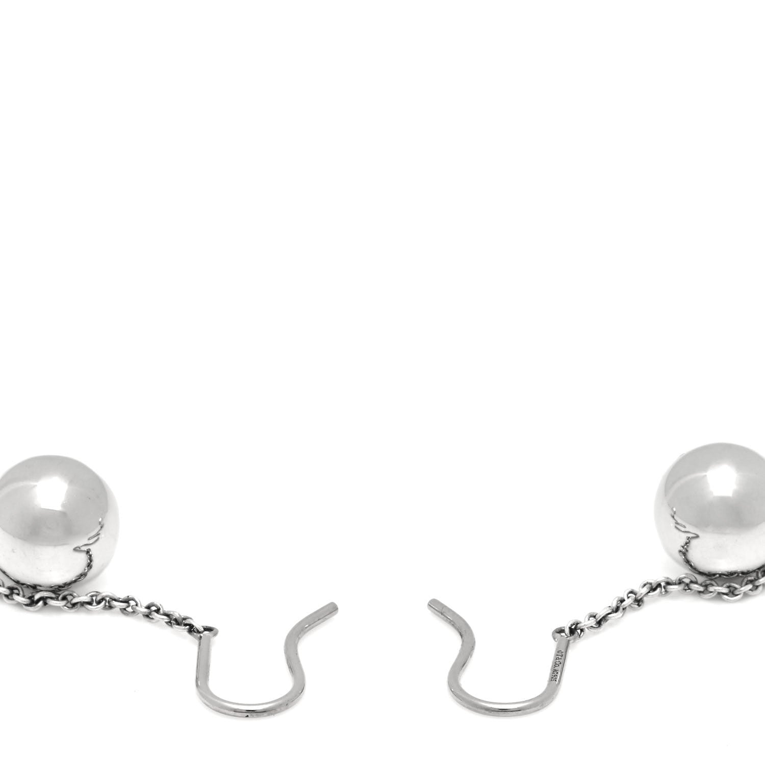Tiffany Sterling Silver 10mm HardWear Ball Drop Earrings 3 of 4