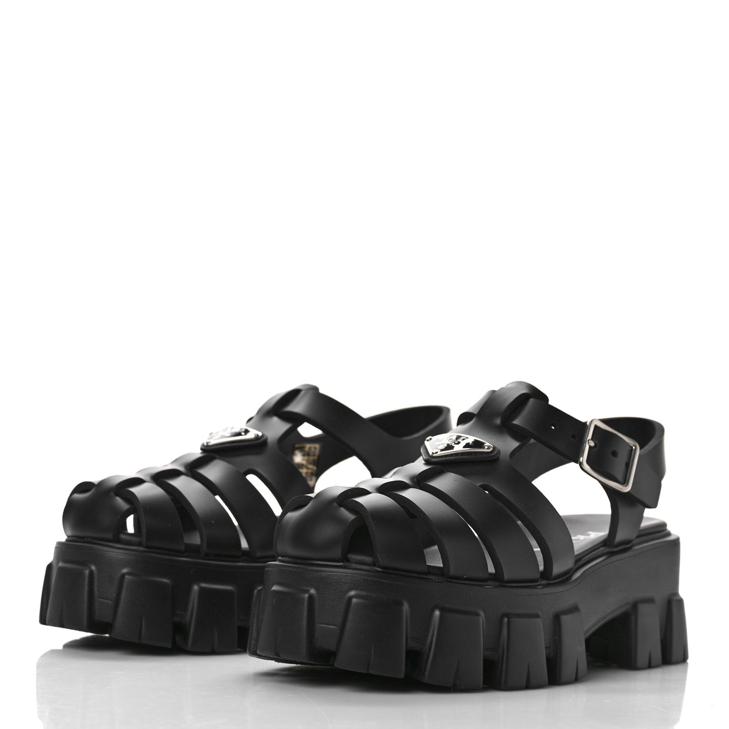 Foam Rubber Triangle Logo Monolith 55mm Cage Sandals 36 Black