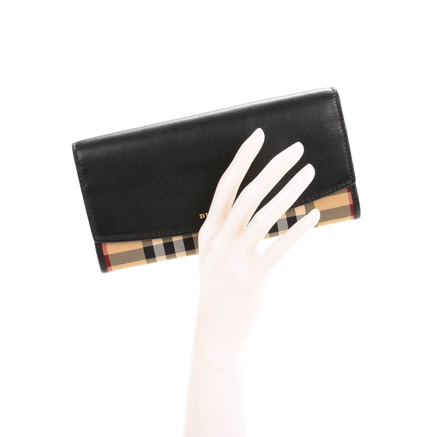 Burberry Calfskin Horseferry Check Porter Continental Wallet Black 2 of 7