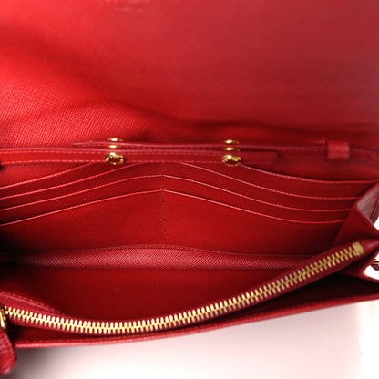 Prada Saffiano Wallet on Chain Fuoco 7 of 8