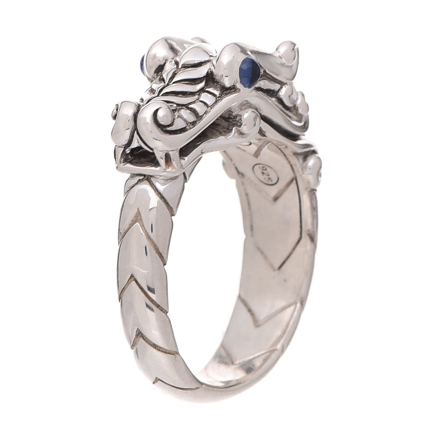 Sterling Silver Sapphire Naga Dragon Head Ring 60 9