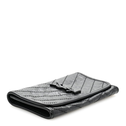 Saint Laurent Crinkled Calfskin Matelasse Monogram Niki Wallet Black 4 of 10