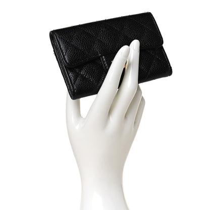 Chanel Caviar Quilted Flap Card Holder Wallet Black 2 of 9