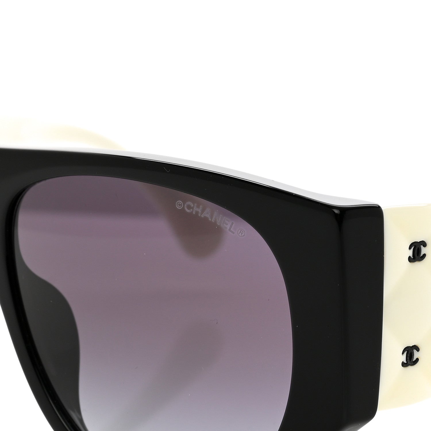 Chanel Acetate Quilted CC Pilot Sunglasses 71465 White Black 7 of 12