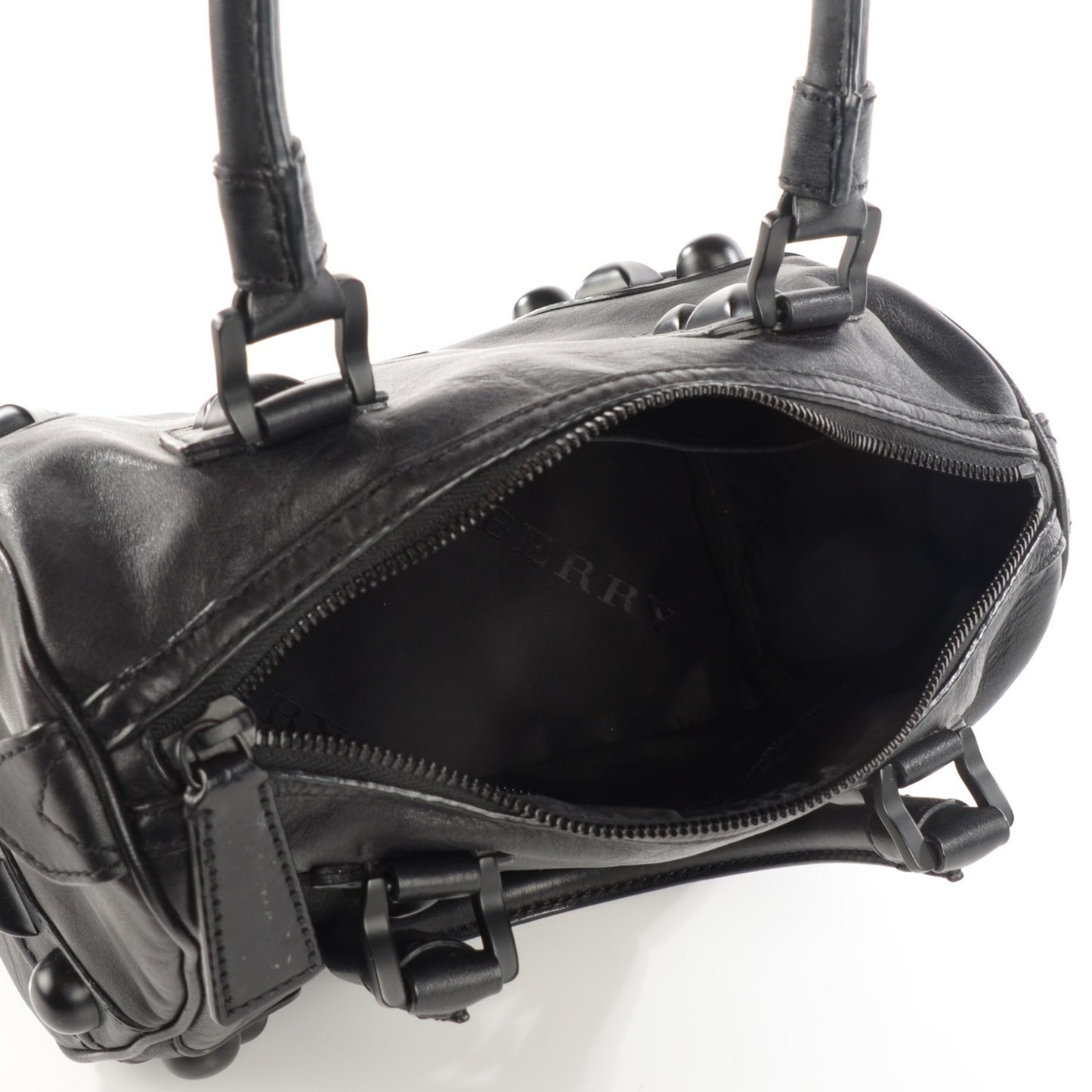 Calfskin Mega Stud Chester Bowling Bag Black