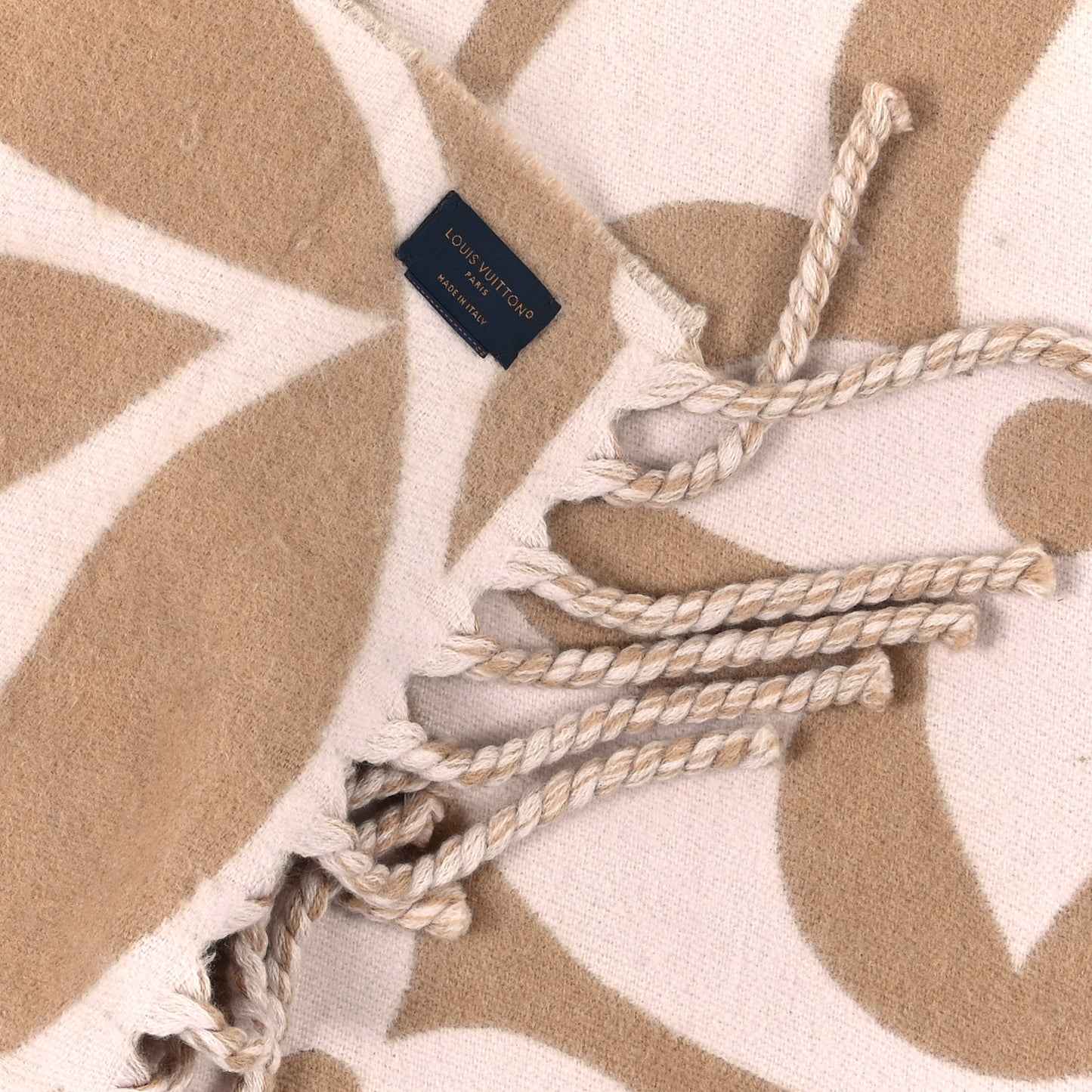 Wool LV Medallion Scarf Beige Rose
