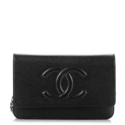 Chanel Caviar Timeless CC Wallet On Chain WOC Black 1 of 7