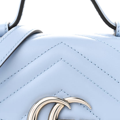 Gucci Calfskin Matelasse Mini GG Marmont Top Handle Shoulder Bag Porcelain Light Blue 8 of 10