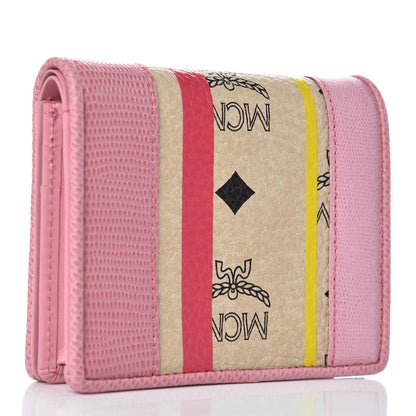 MCM Visetos Striped ID Wallet Pink 3 of 7
